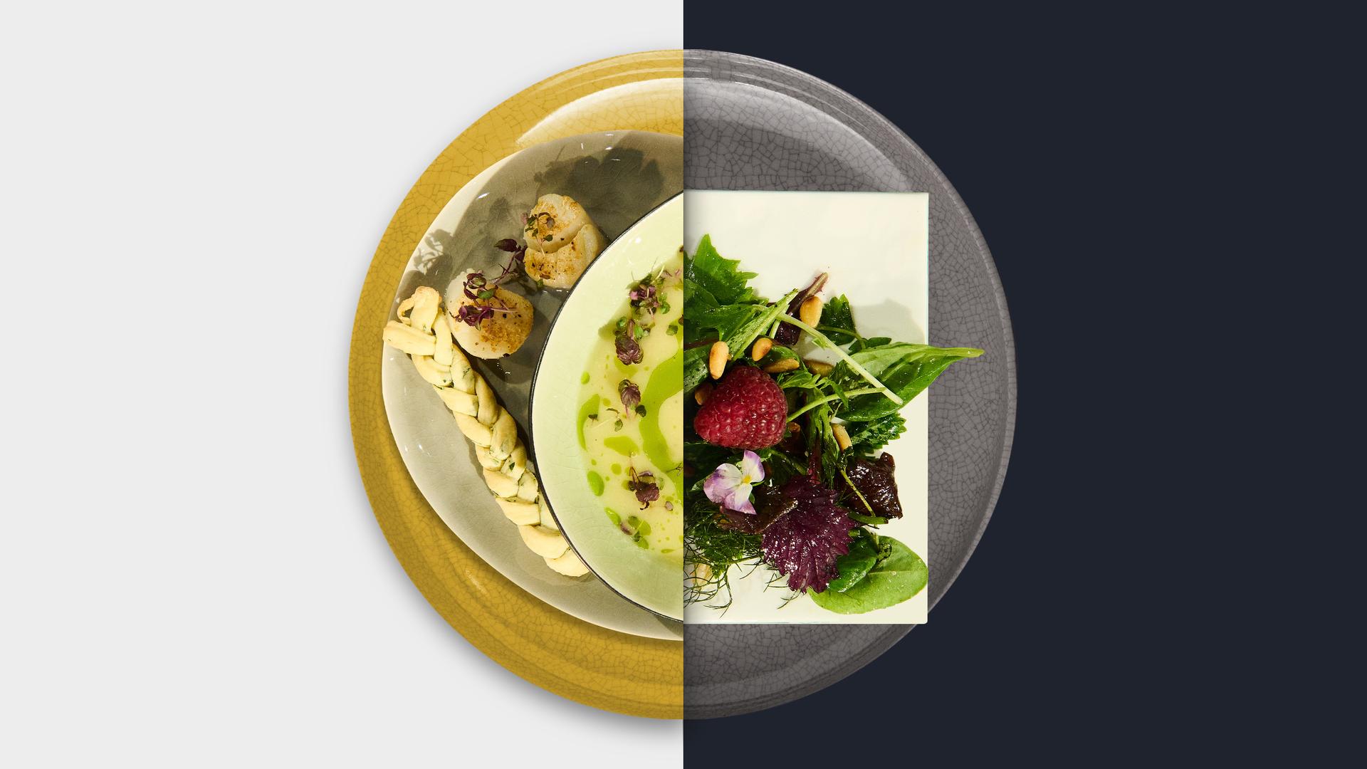 Jakobsmuschel vs. Wildkräutersalat