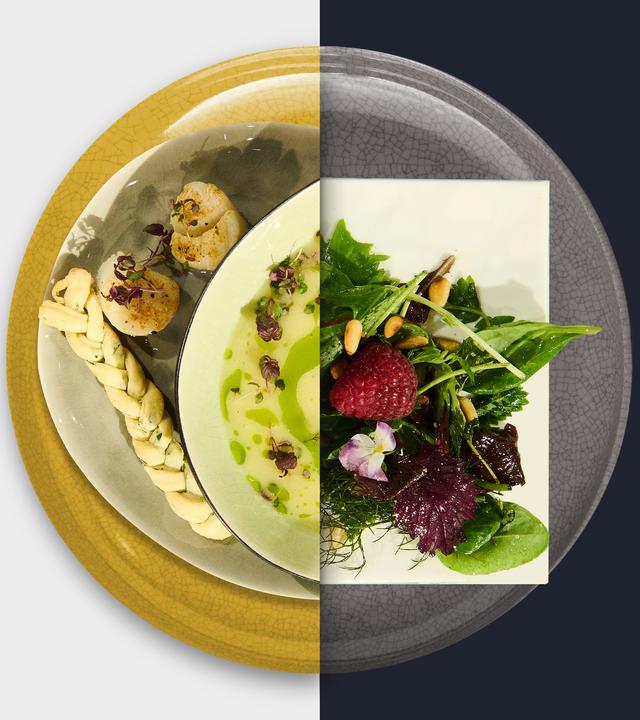 Jakobsmuschel vs. Wildkräutersalat