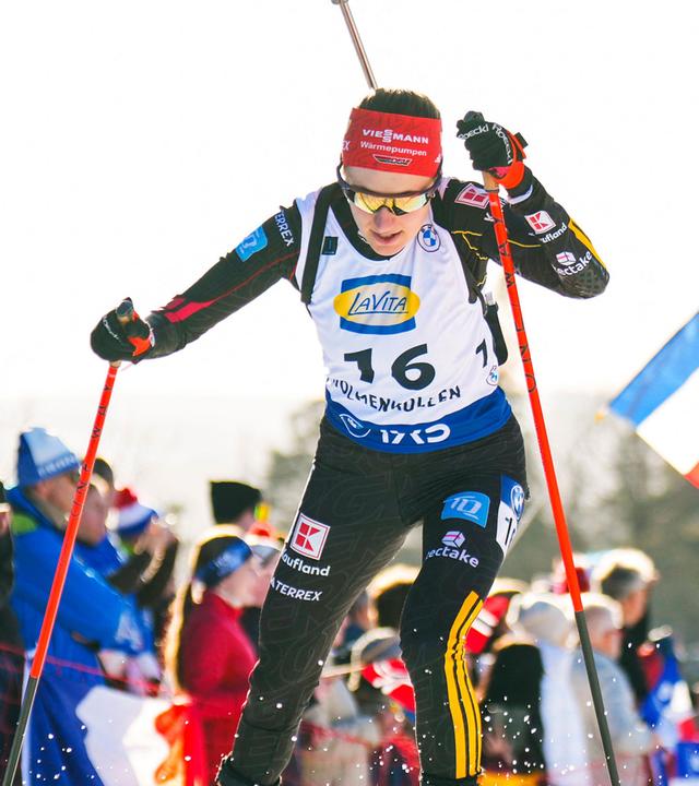 Janina Hettich während des 7,5km Sprints im Biathlon World Cup 2026 in Holmenkollen, Norwegen am 19.03.2026.
