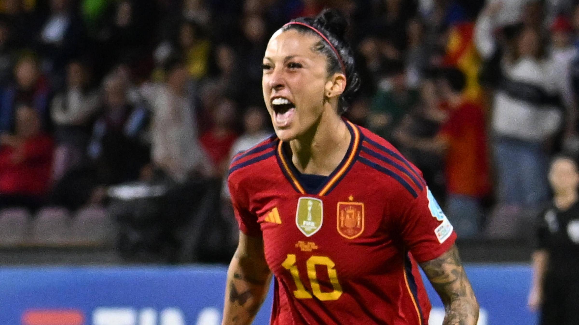 Die Spanierin Jennifer Hermoso jubelt nach einem Tor während der UEFA Womens Nations League am 27.10.2023.