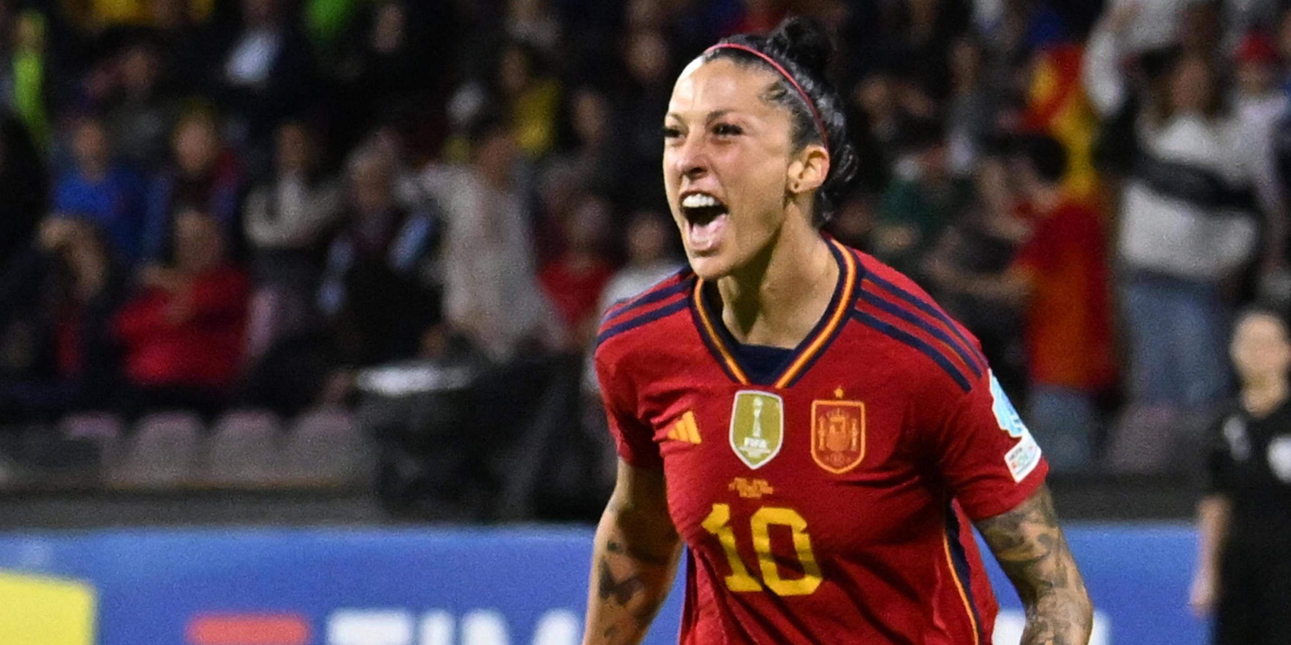 Die Spanierin Jennifer Hermoso jubelt nach einem Tor während der UEFA Womens Nations League am 27.10.2023.
