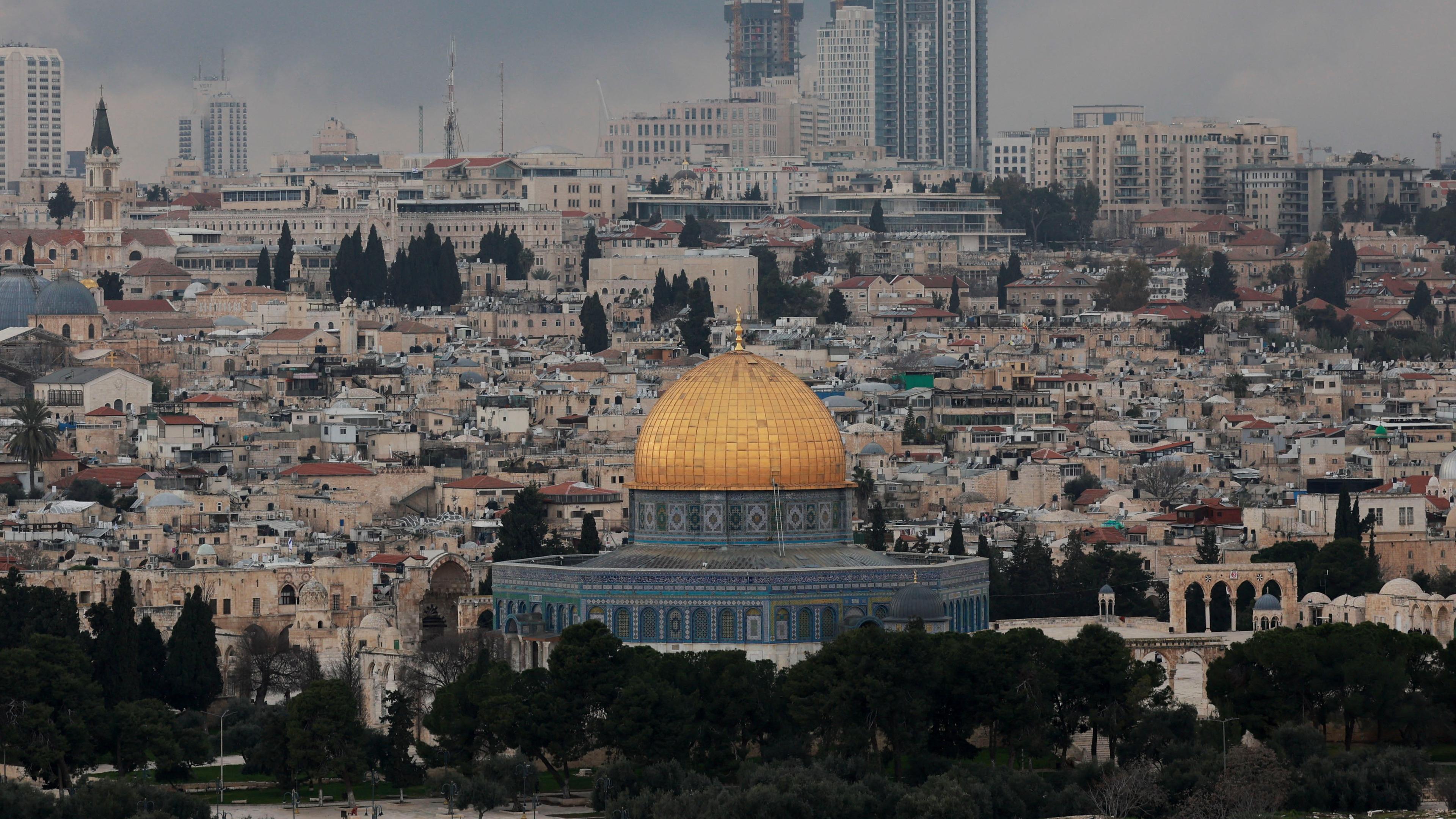 Blick auf Jerusalems Altstadt mit dem Tempelberg