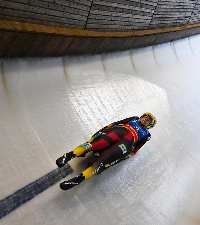 Jessica Degenhardt und Cheyenne Rosenthal am 18.01.2026 in der Bahn beim Rodel Weltcup in Oberhof, Doppelsitzer der Frauen.