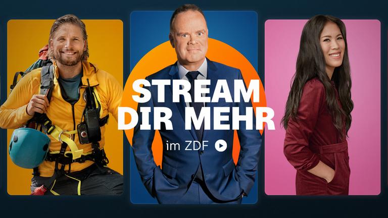 Teaserbildkombination für neues Streamingangebot des ZDF: SChriftzug "Stream dir mehr im ZDF"