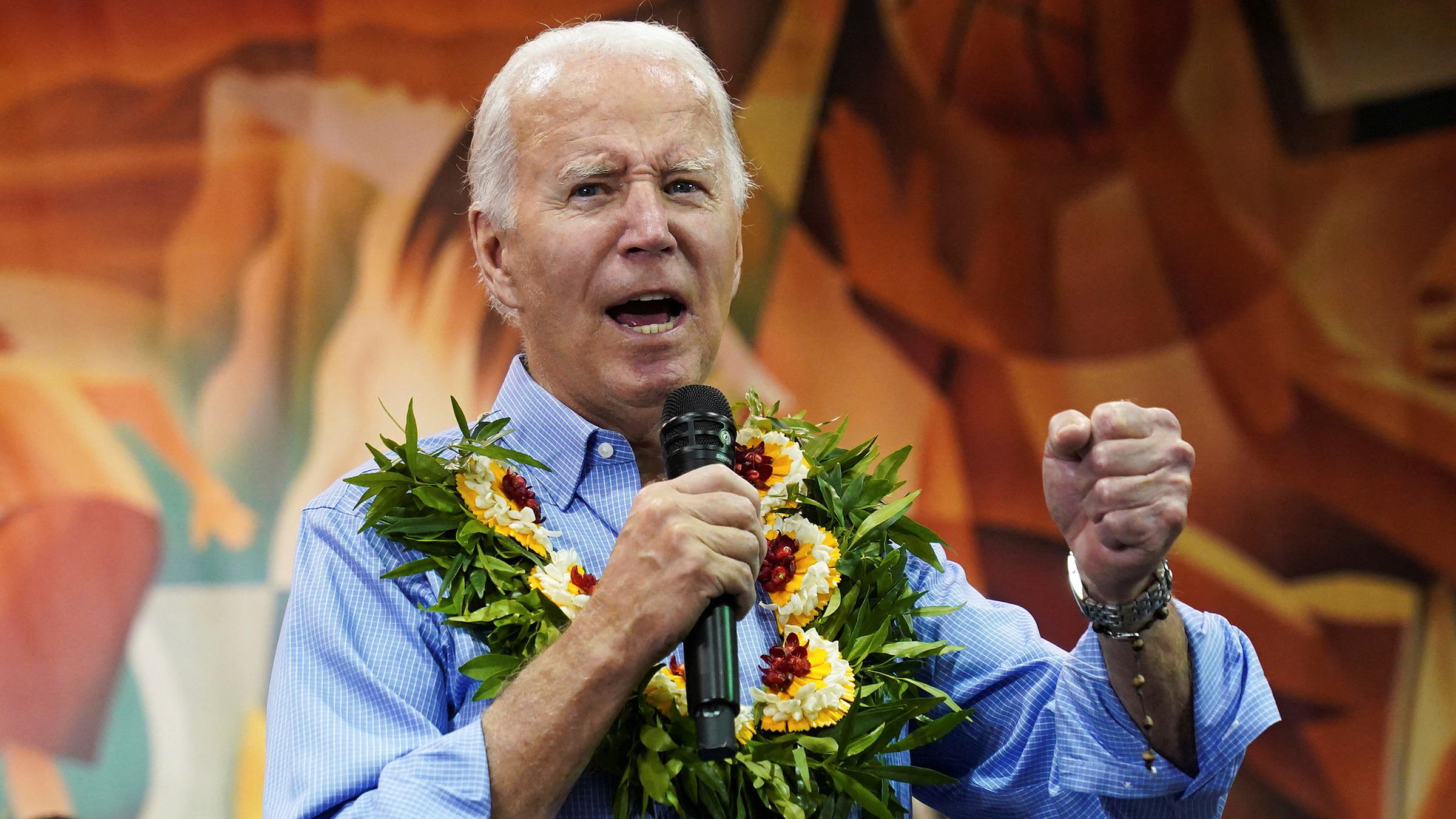 US-Präsident Joe Biden, aufgenommen am 21.08.2023 auf der Inseln Maui in Hawaii (USA)