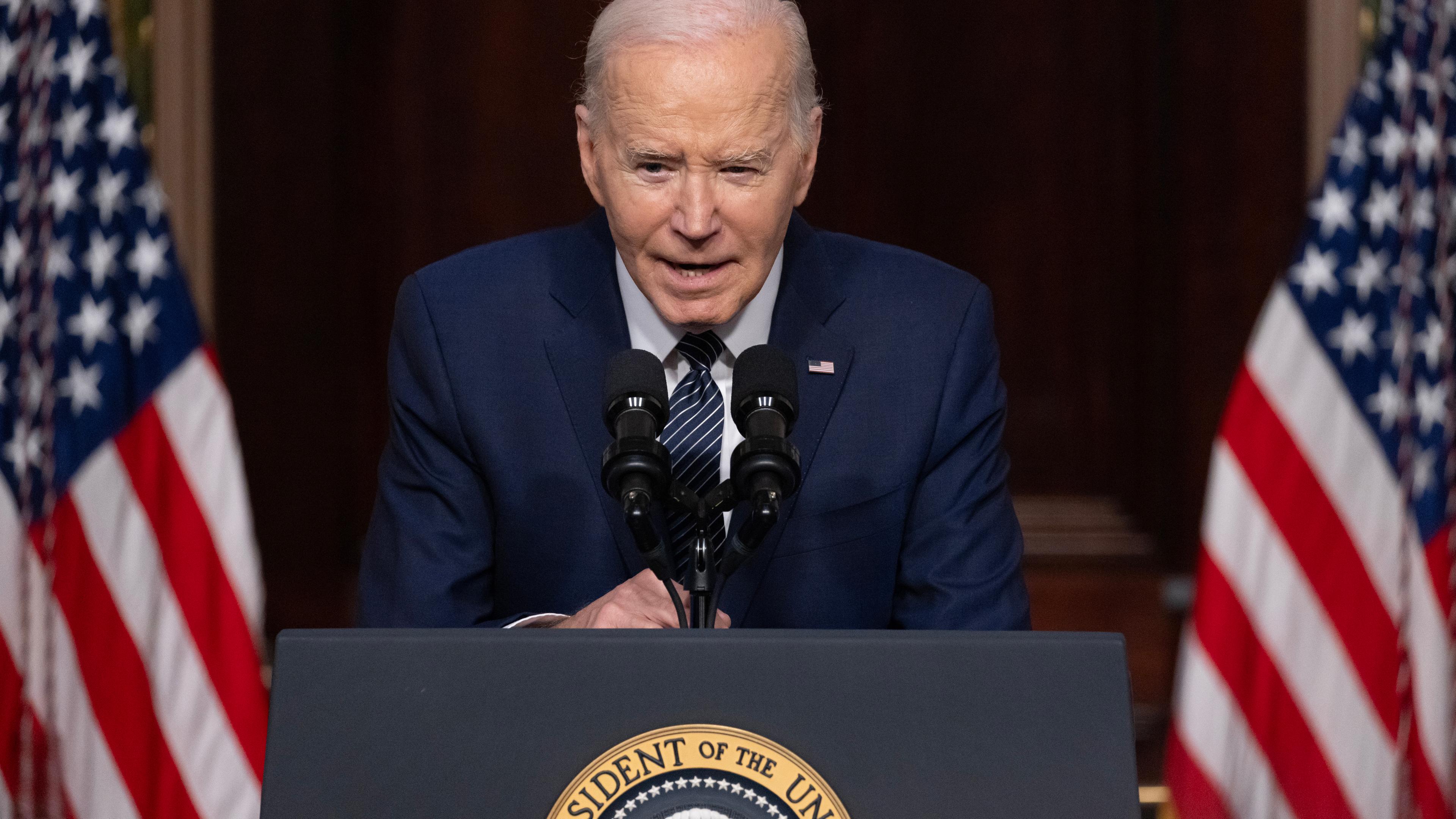 US Präsident Joe Biden spricht am 03.04.2024 in Washington, USA