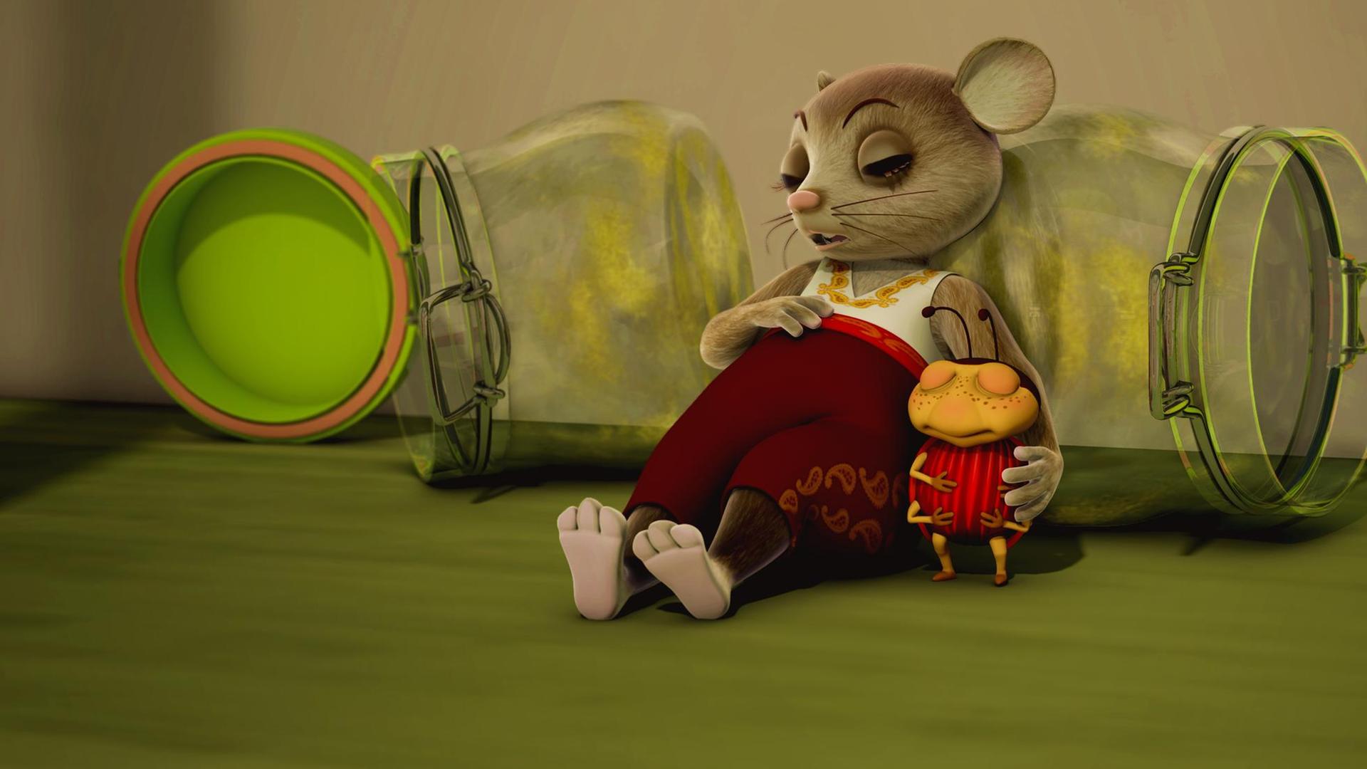 Lu hat das ganze Apfelmusglas alleine gegessen und macht vollgefressen ein Nickerchen!