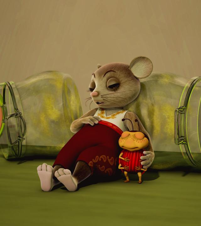 Lu hat das ganze Apfelmusglas alleine gegessen und macht vollgefressen ein Nickerchen!