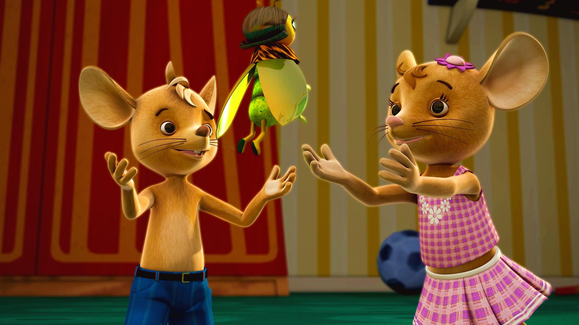 Das Glühwürmchen hilft Jo und Naya.