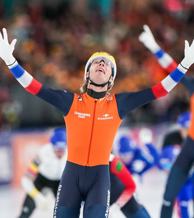 Jorrit Bergsma (Niederlande) ist beim ISU Weltcup, Eisschnelllauf.
