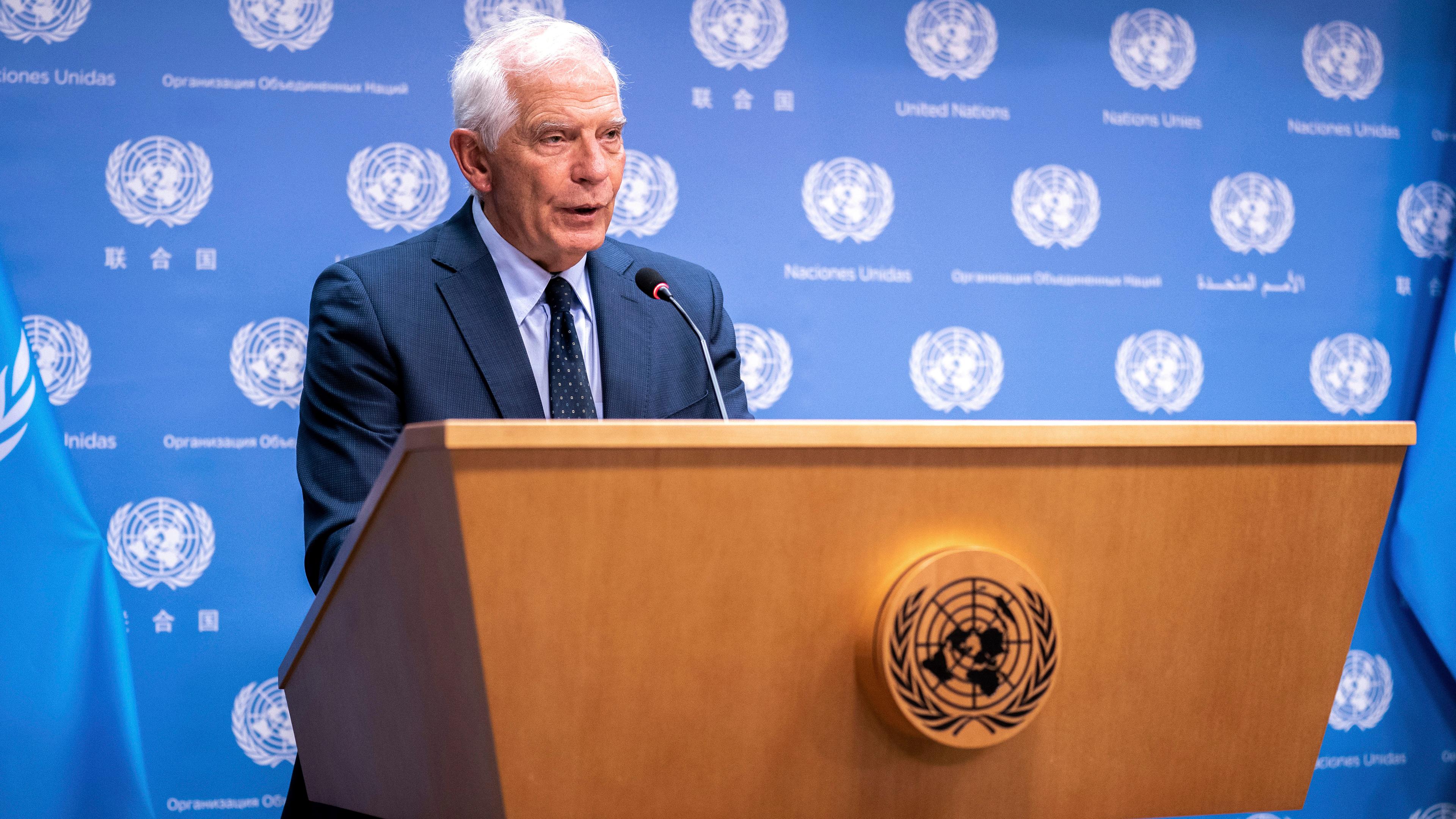 Josep Borrell bei einer Konferenz im UN-Hauptquartier