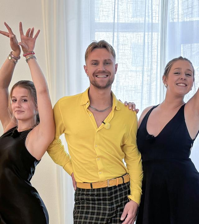 Pauline, Aaron und Hanna in Tanzpose