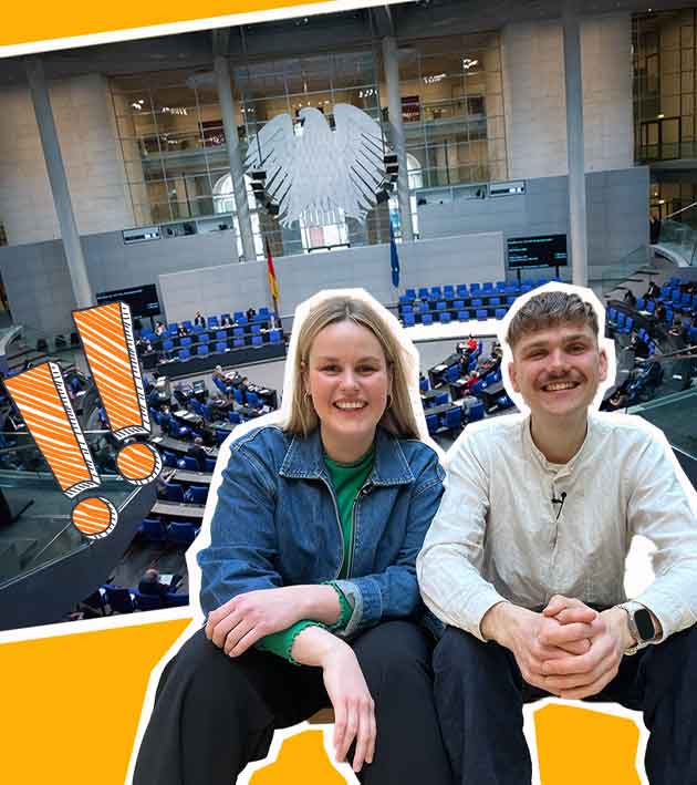 Jüngster Bundestagsabgeordneter Luke Hoß mit Reporterin Isabelle