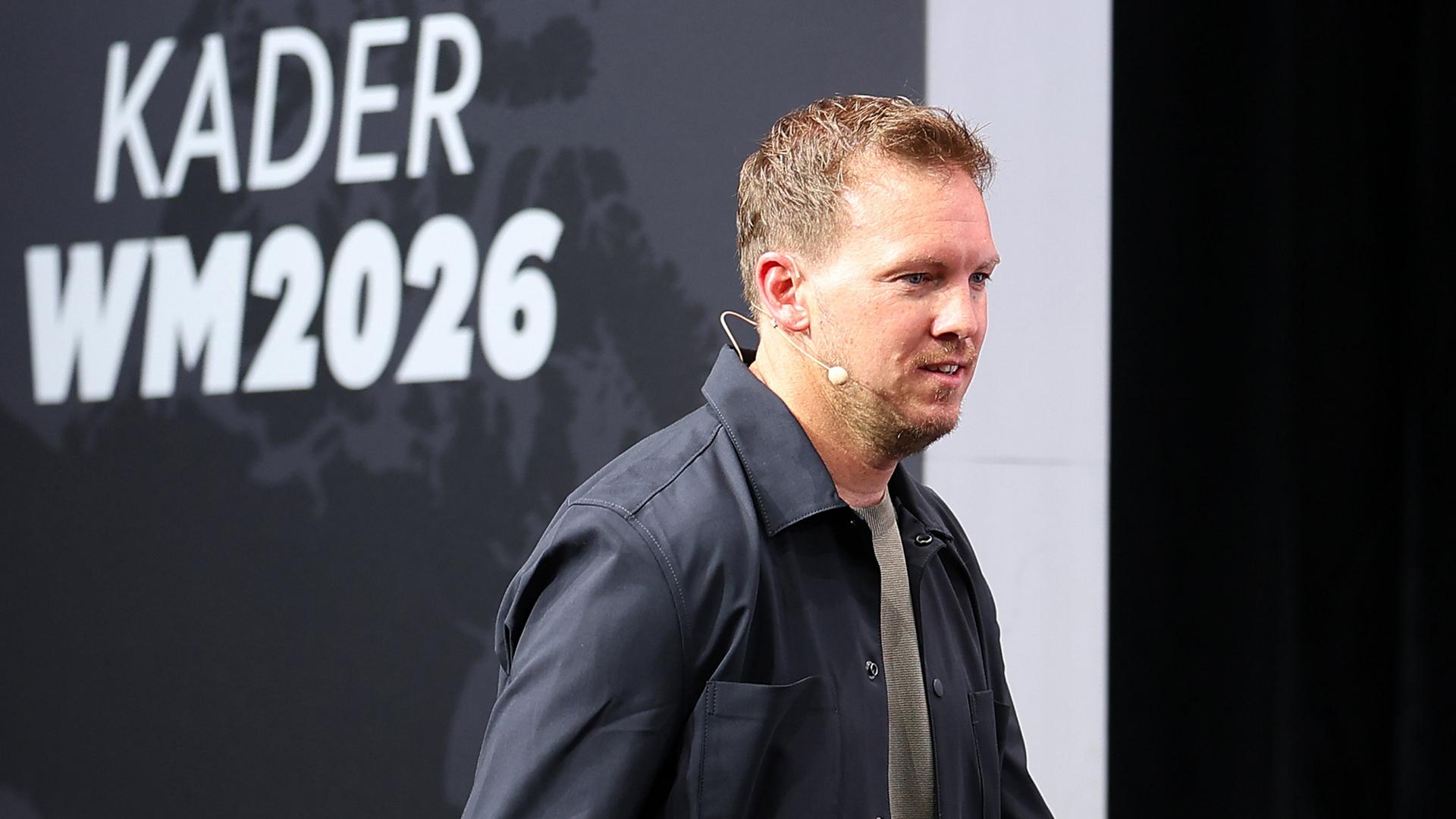 Bundestrainer Julian Nagelsmann bei der WM-Kaderbekanntgabe am 21.05.2026.