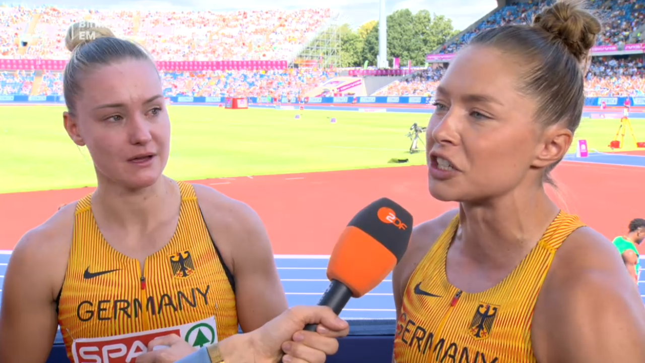 Die deutschen Leichtathletinnen Sophia Junk und Gina Lückenkemper im ZDF-Interview bei der Leichtathletik-EM 2026 in Birmingham