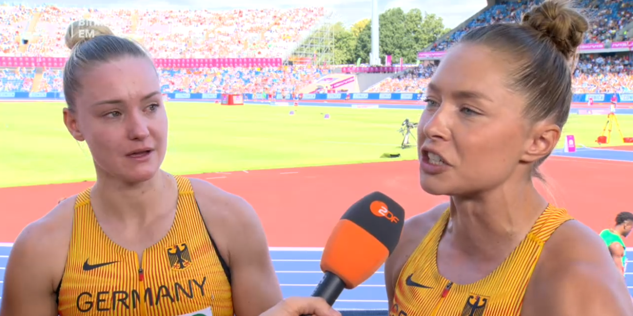 Die deutschen Leichtathletinnen Sophia Junk und Gina Lückenkemper im ZDF-Interview bei der Leichtathletik-EM 2026 in Birmingham