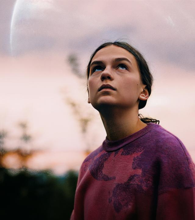 "Jupiter": Lea (Mariella Aumann) blickt in den Himmel.