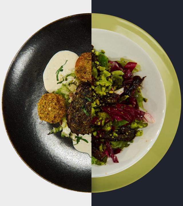 Kalbsmedaillon vs. Radicchio-Wirsing-Salat