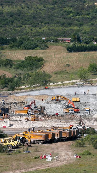 Die Baustelle des Kanals durch Istanbul, den der türkische Präsident Erdogan bauen lässt. 