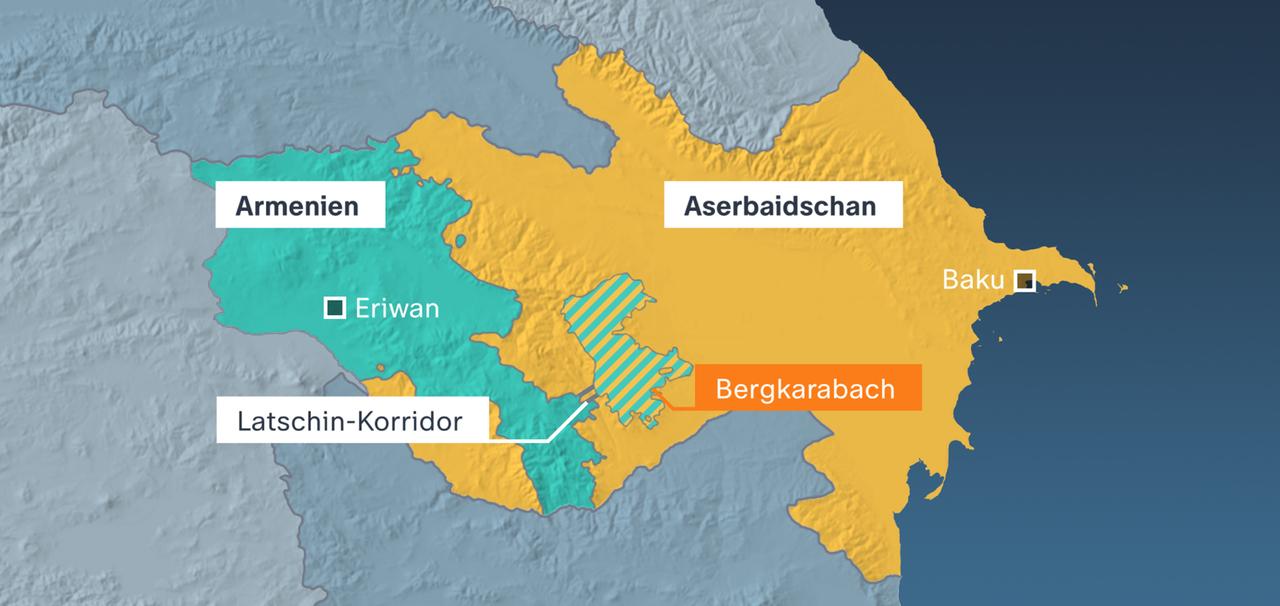 Karte: Armenien - Aserbaidschan - Bergkarabach