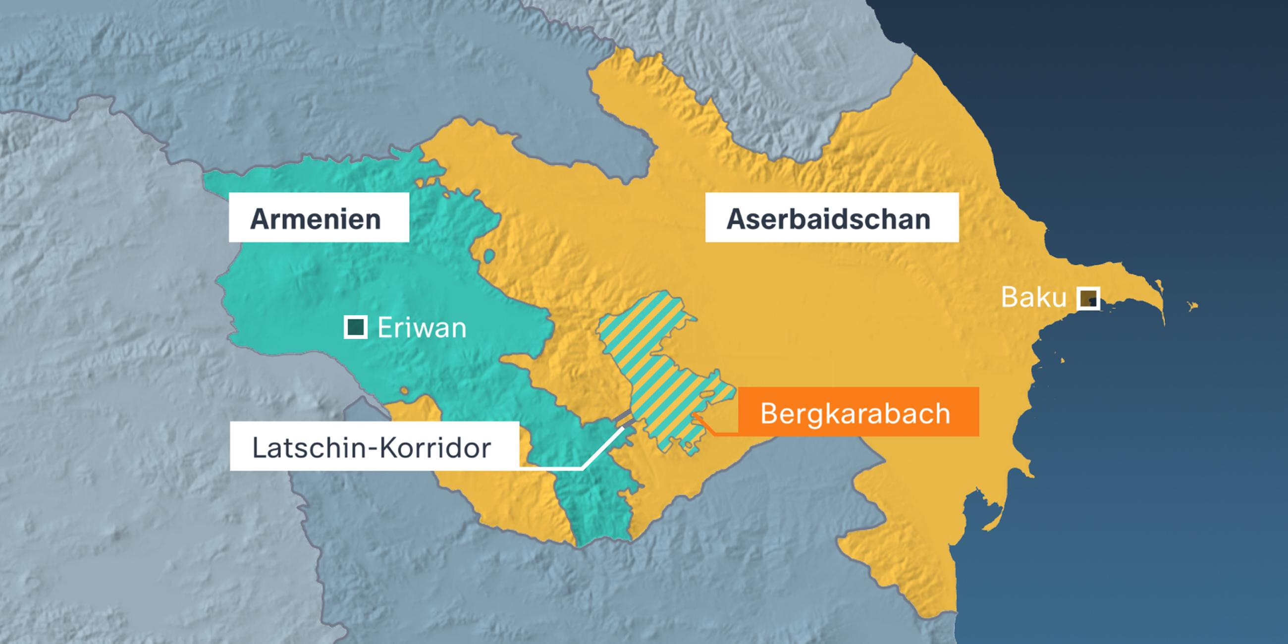 Karte: Armenien - Aserbaidschan - Bergkarabach
