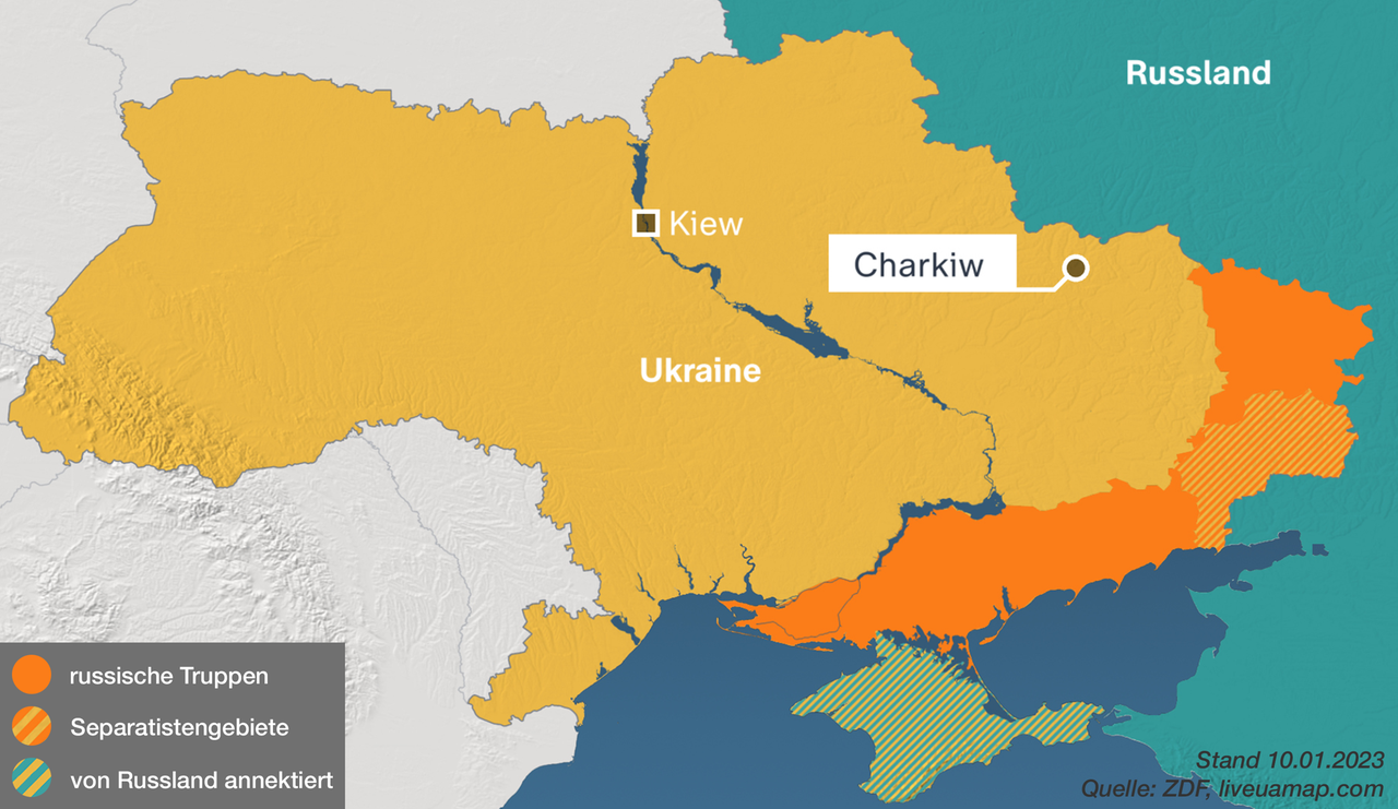 Karte: Charkiw, 10.01.2023