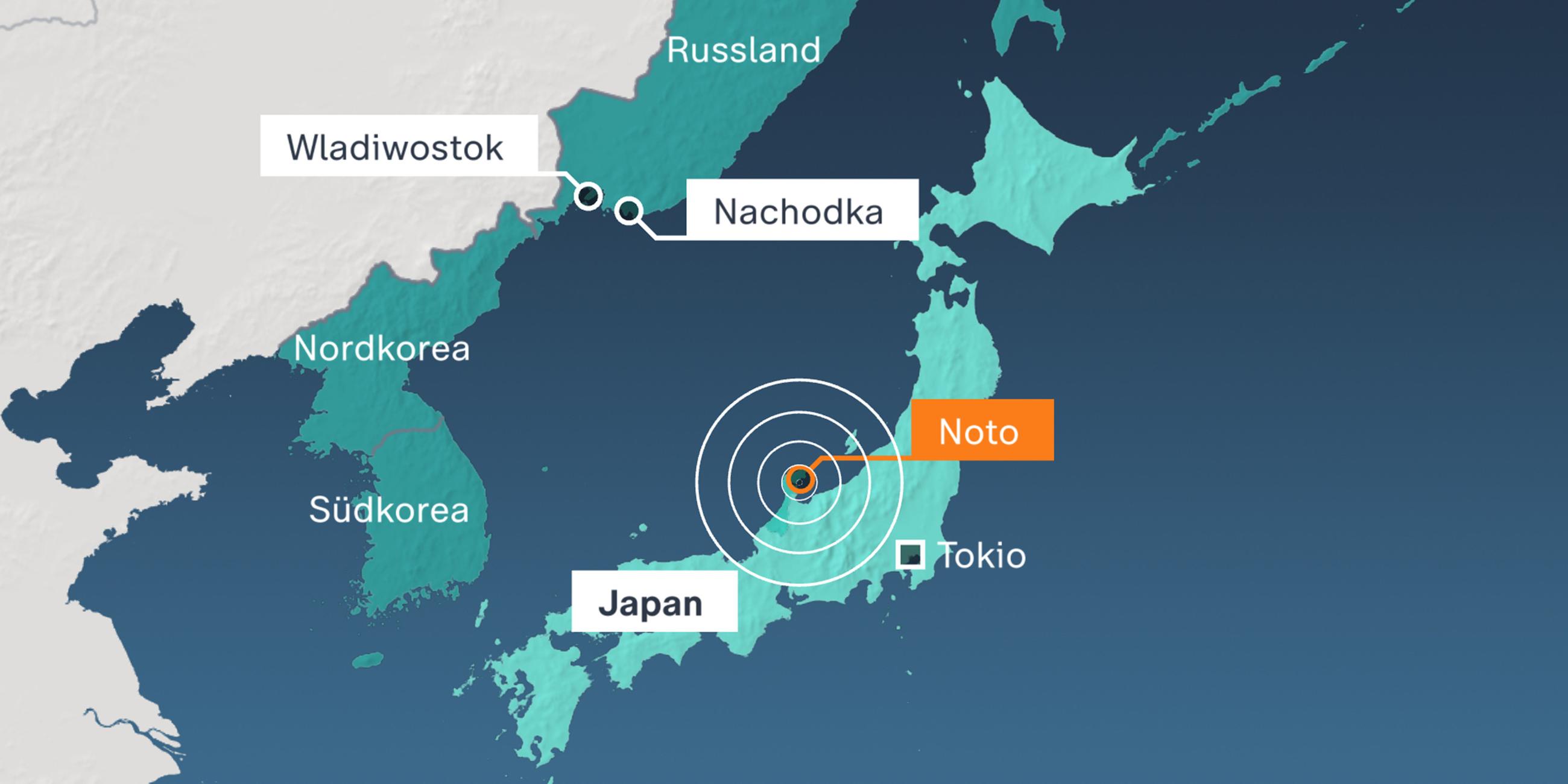 Karte: Epizentrum Erdbeben Japan