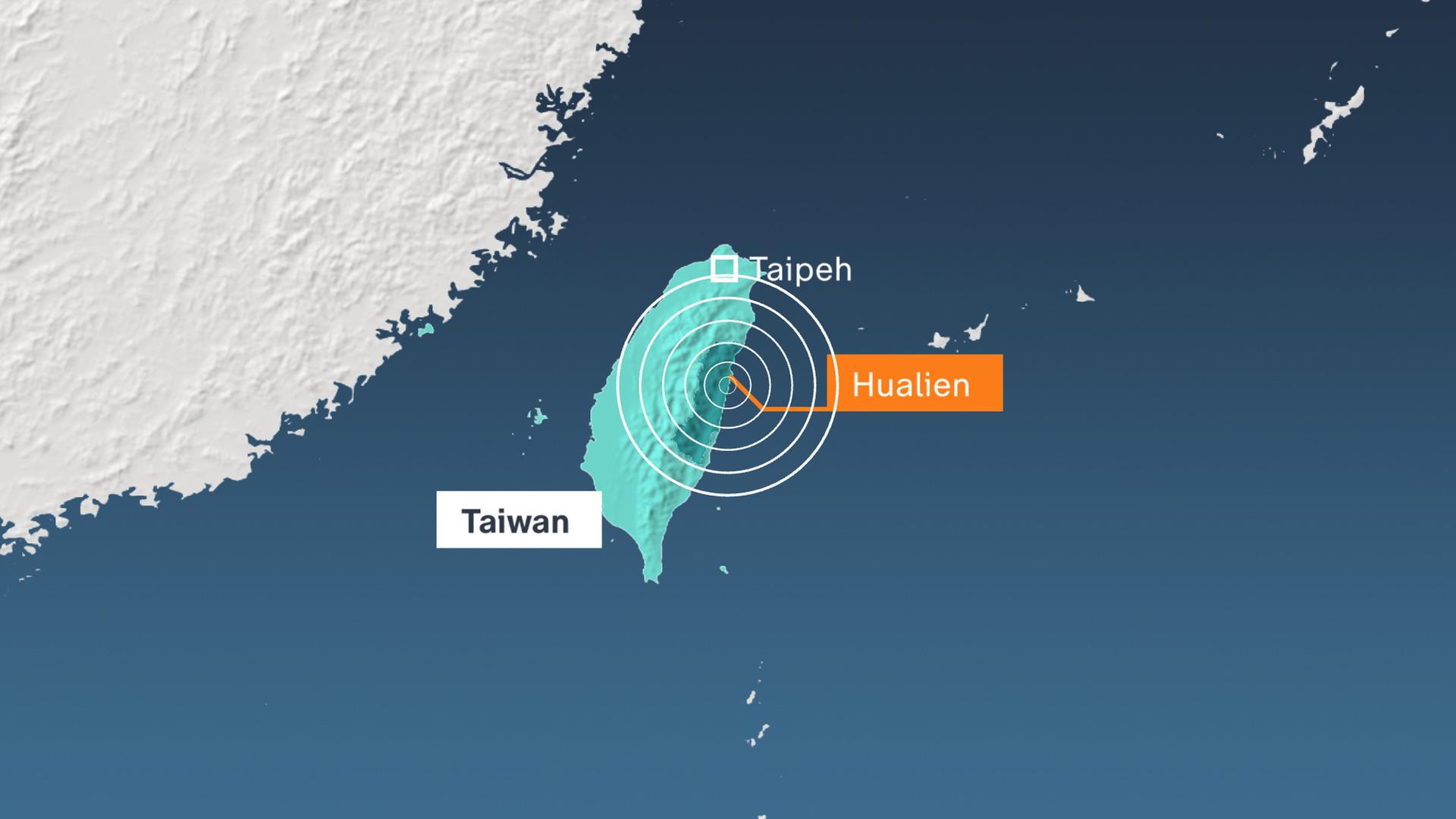 Karte: Erdbeben in Taiwan