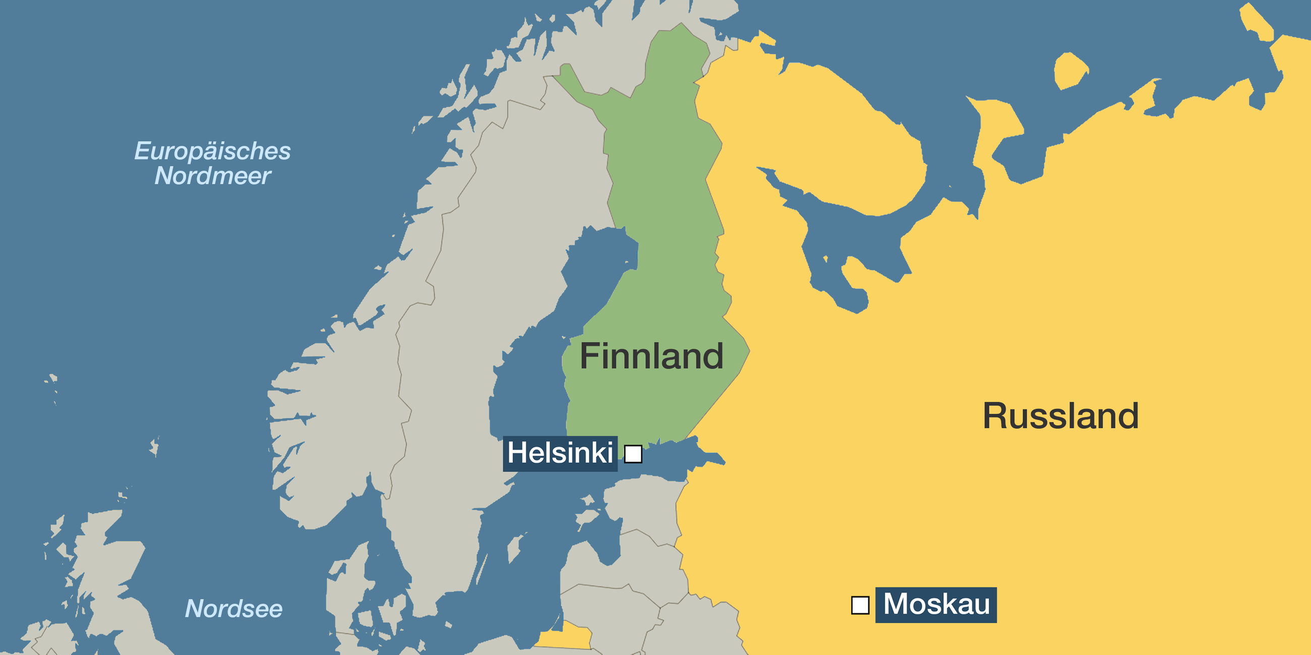 Karte: Finnland und Russland