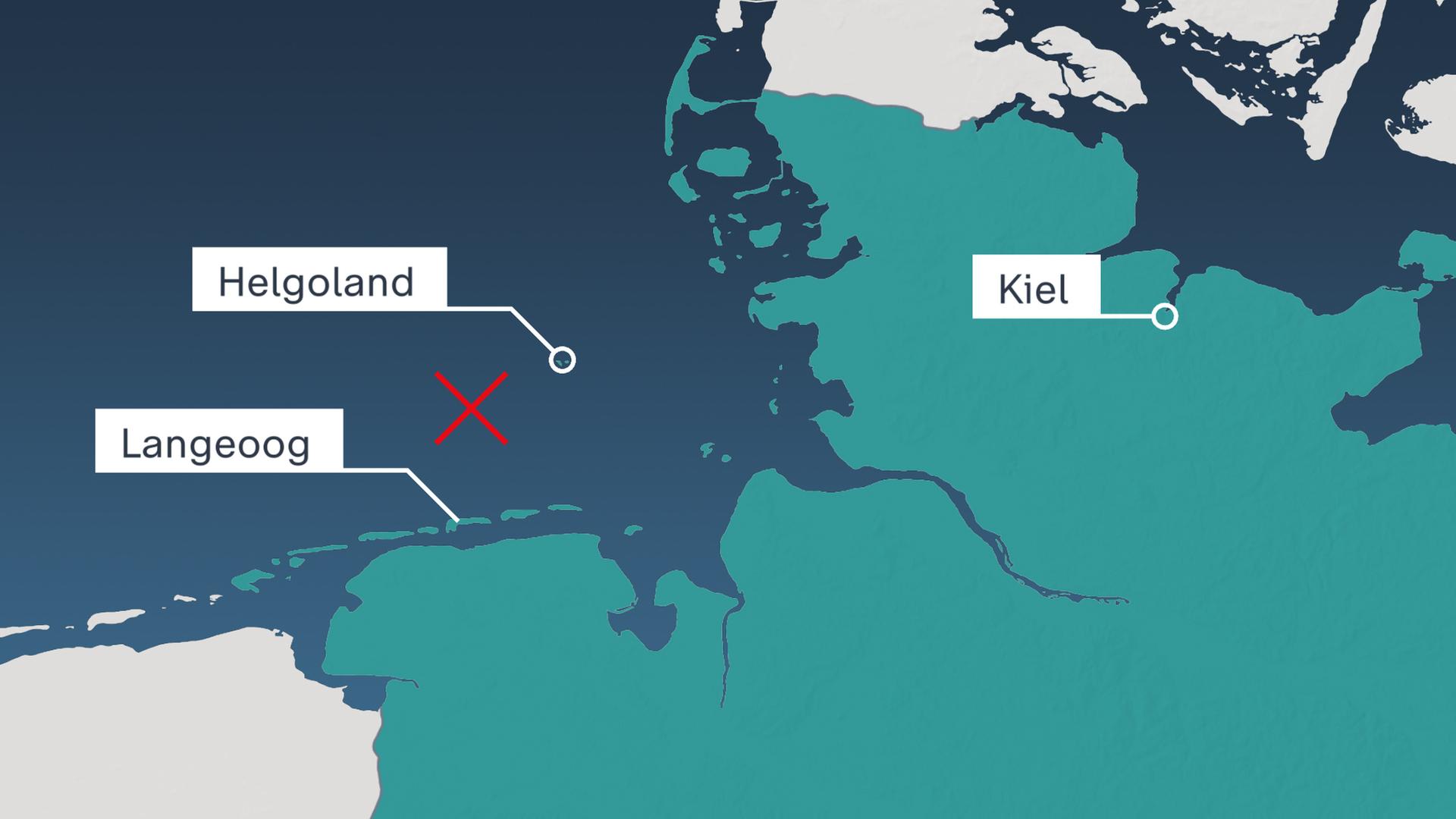 Karte: Helgoland und Langeoog