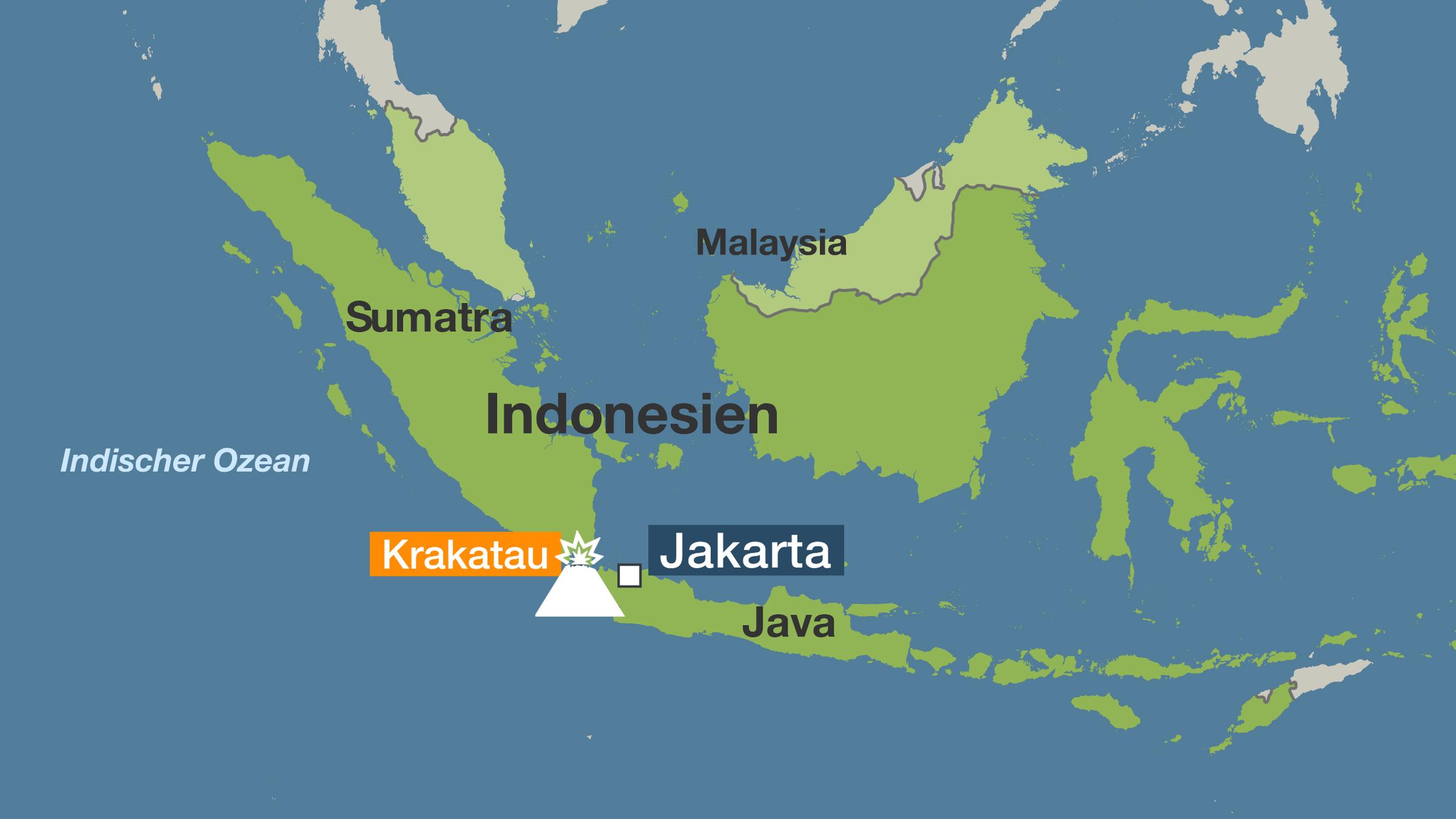 Karte von Indonesien mit dem Vulkan Krakatau