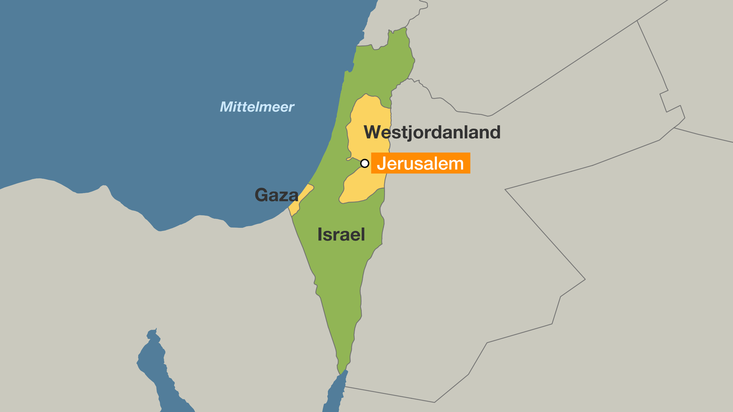 Karte: Israel - Jerusalem - Westjordanland - Gaza