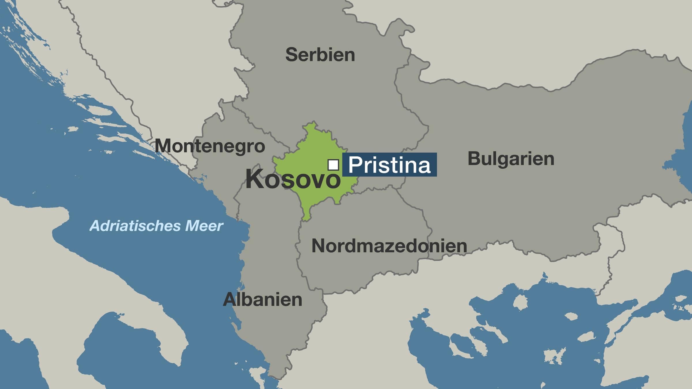 Karte von Kosovo mit angrenzenden Ländern
