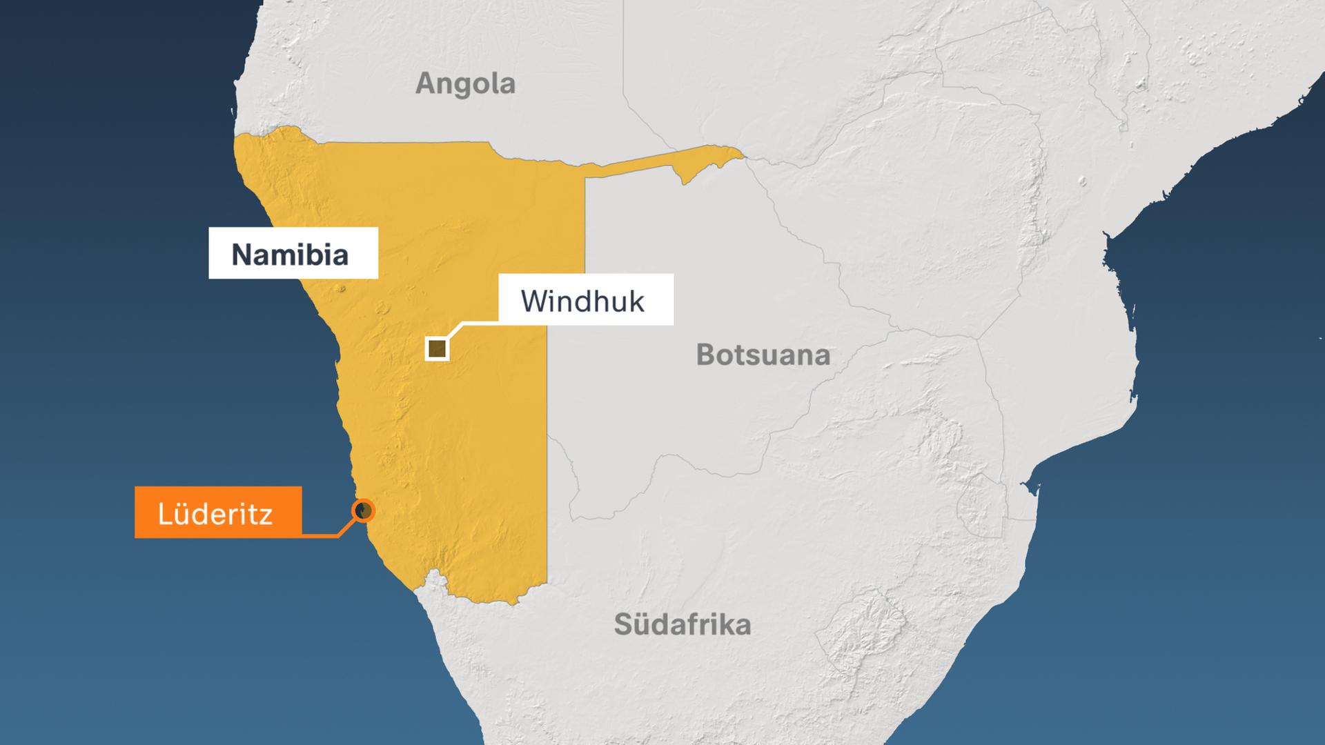 Karte: Namibia, Windhuk, Lüderitz