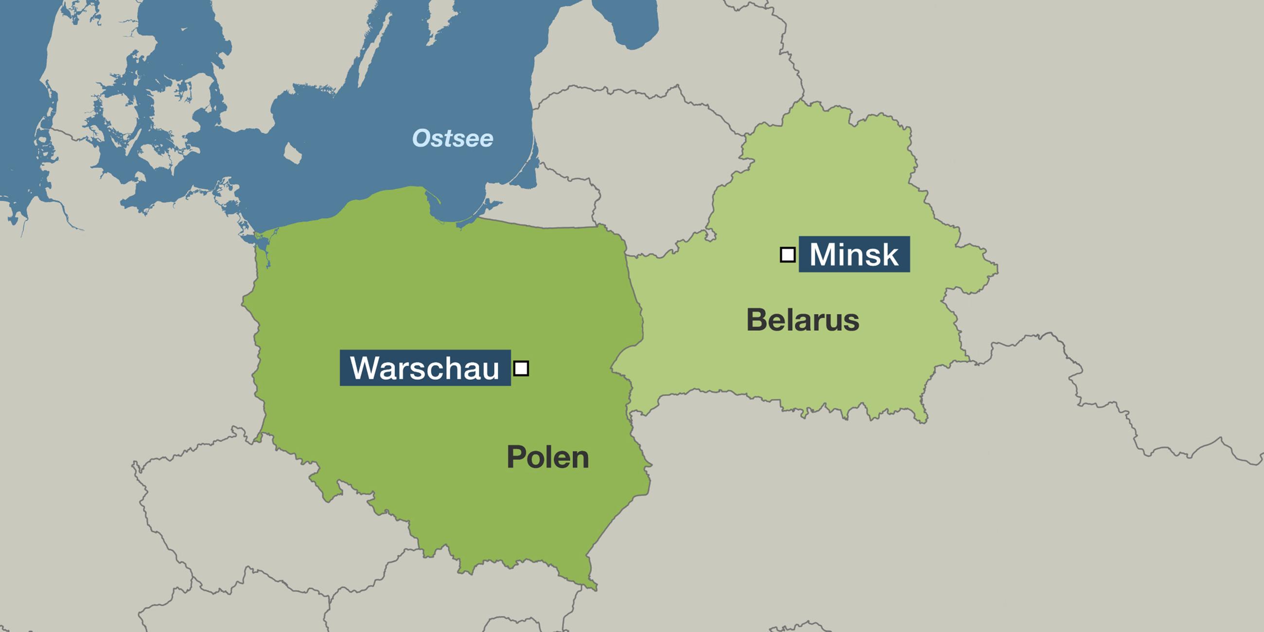 Karte von der polnisch-belarussischen Grenze