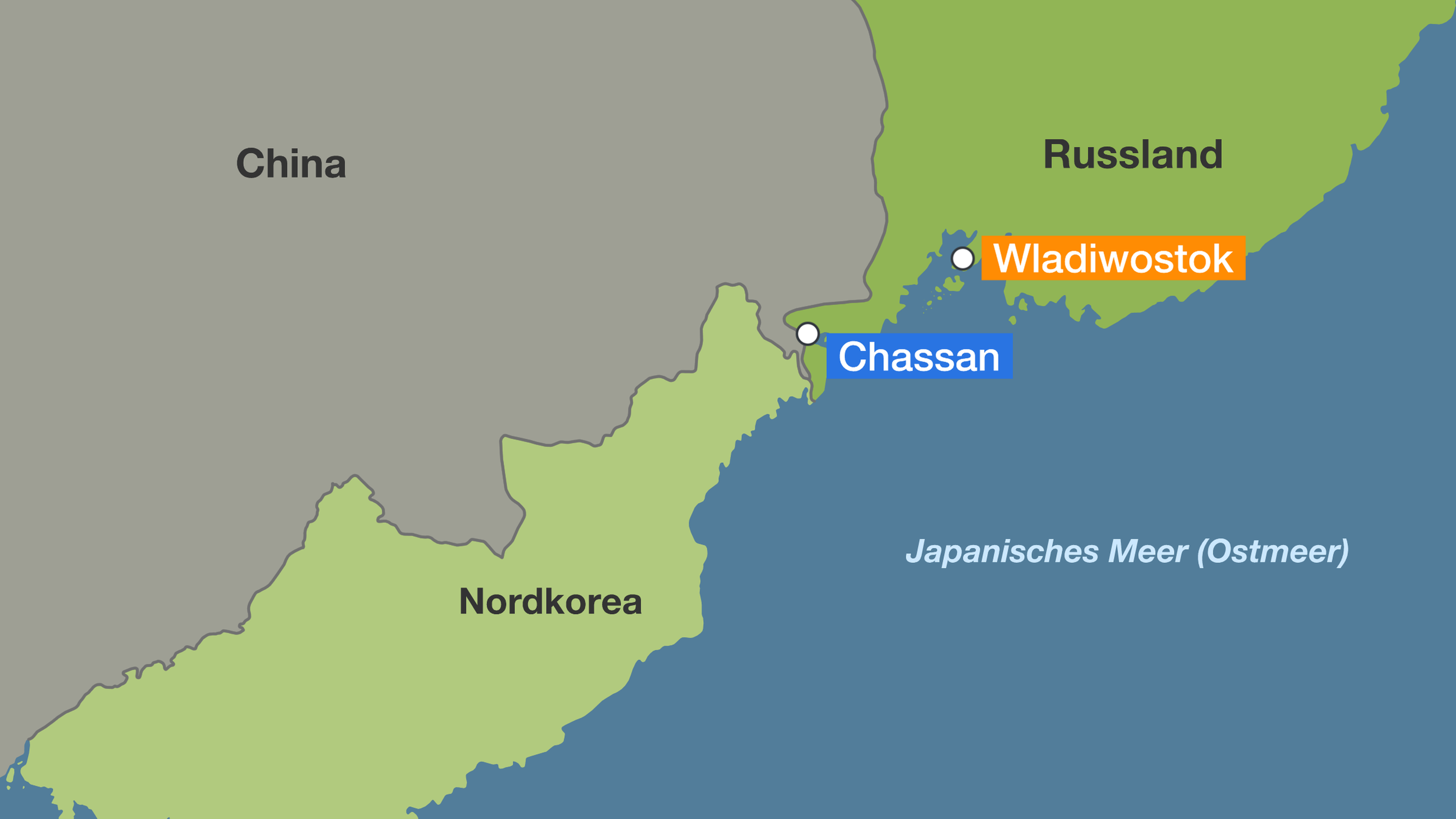 Karte: Nordkorea, Russland