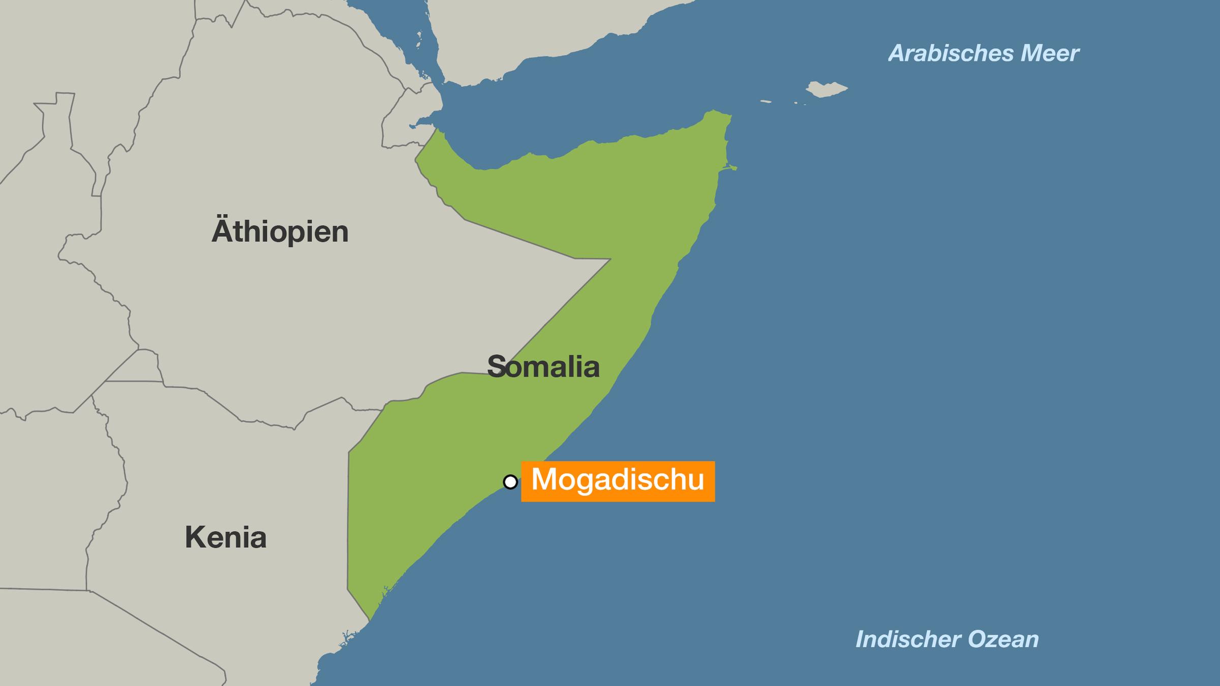Karte von Somalia mit Mogadischu