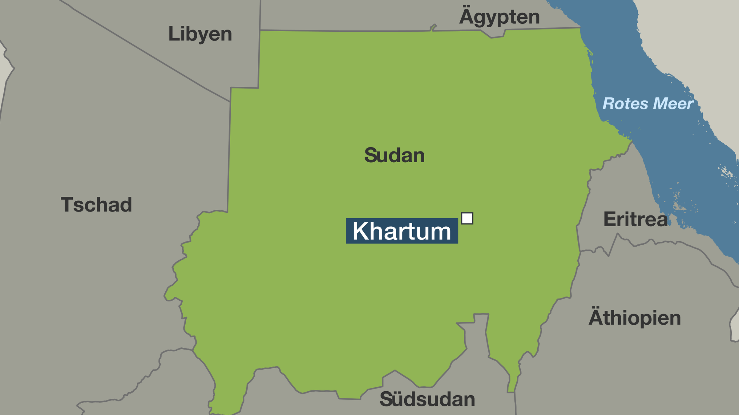 Karte des Sudan mit der Hauptstadt Khartum