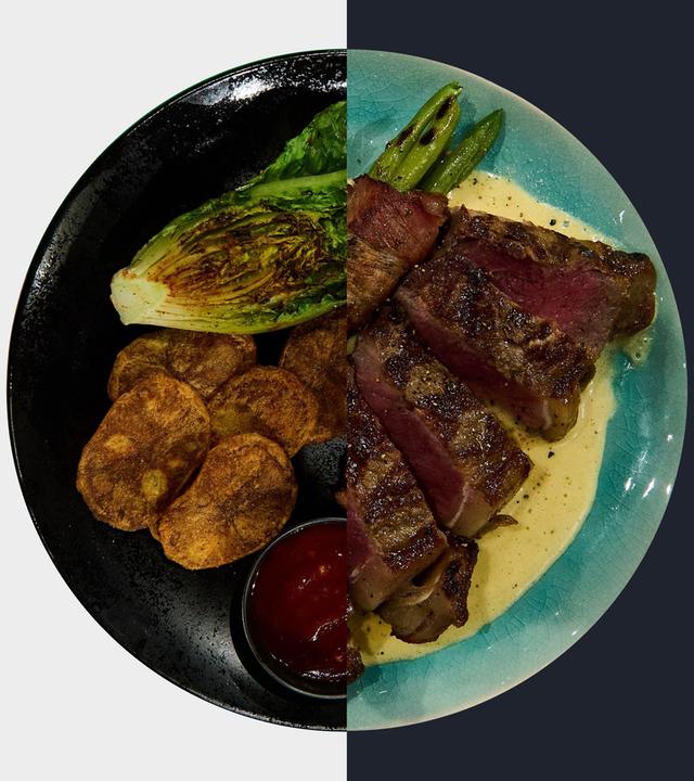 Kartoffelchips vs. Rumpsteak