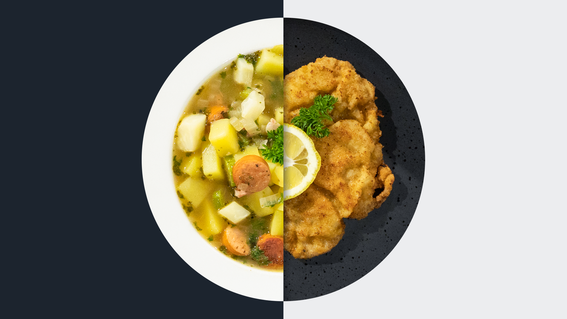 Kartoffelsuppe mit Würstchen vs. Wiener Schnitzel