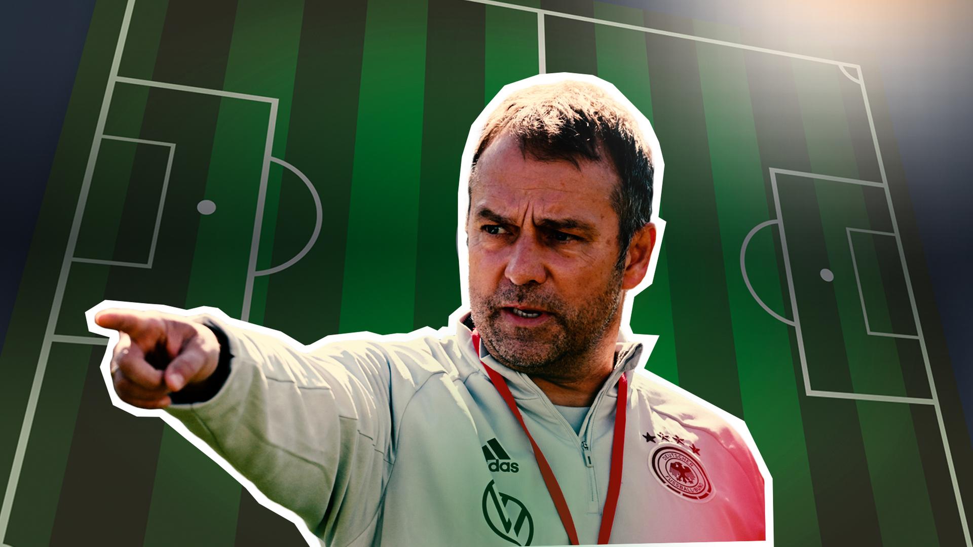 Hansi Flick vor einem Fußballfeld