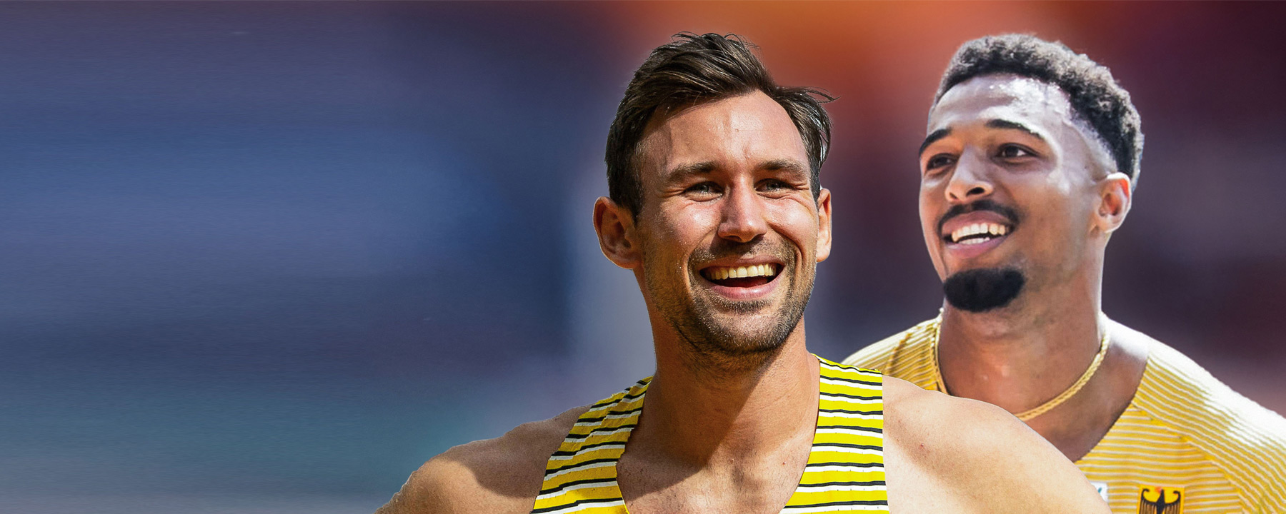 Niklas Kaul und Leo Neugebauer (r.) bei den Leichtathletik Weltmeisterschaften am 25.08.23.