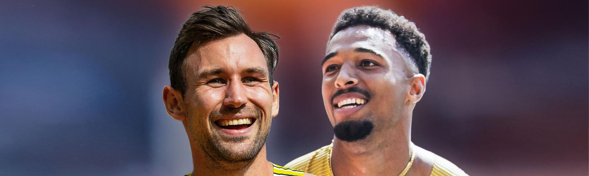 Niklas Kaul und Leo Neugebauer (r.) bei den Leichtathletik Weltmeisterschaften am 25.08.23.