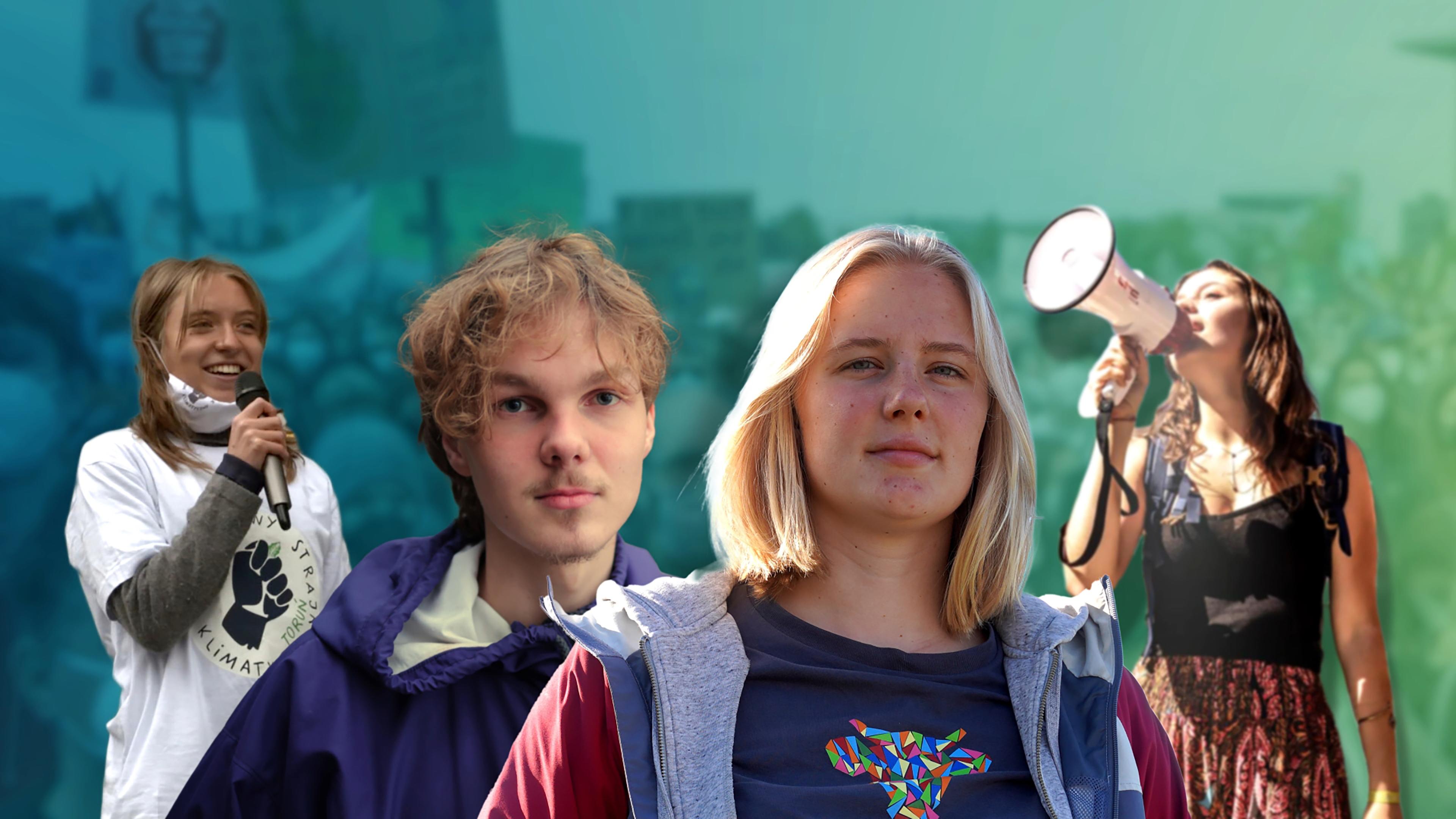 Vier junge Menschen, die für Klimaschutz kämpfen