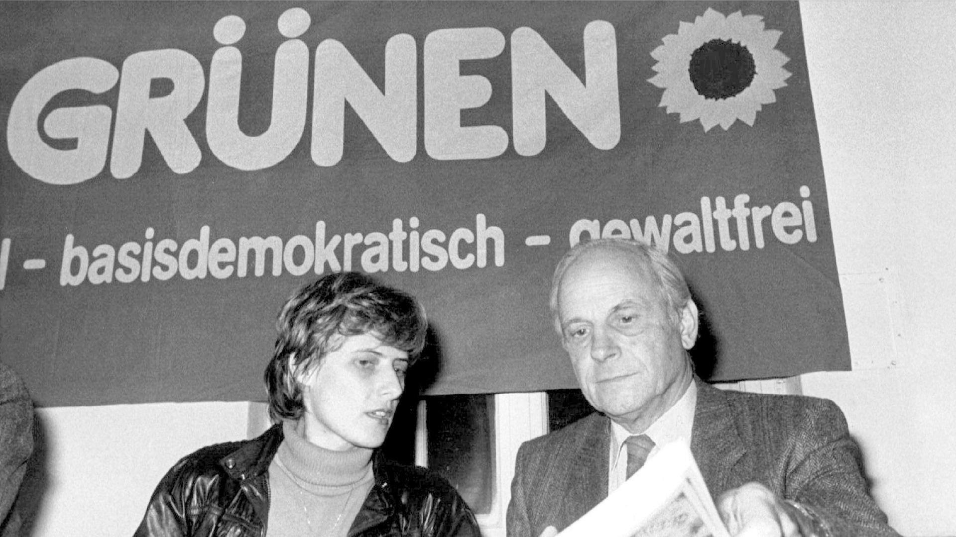 Petra Kelly und Gerd Bastians 1984 auf einer Parteiveranstaltung