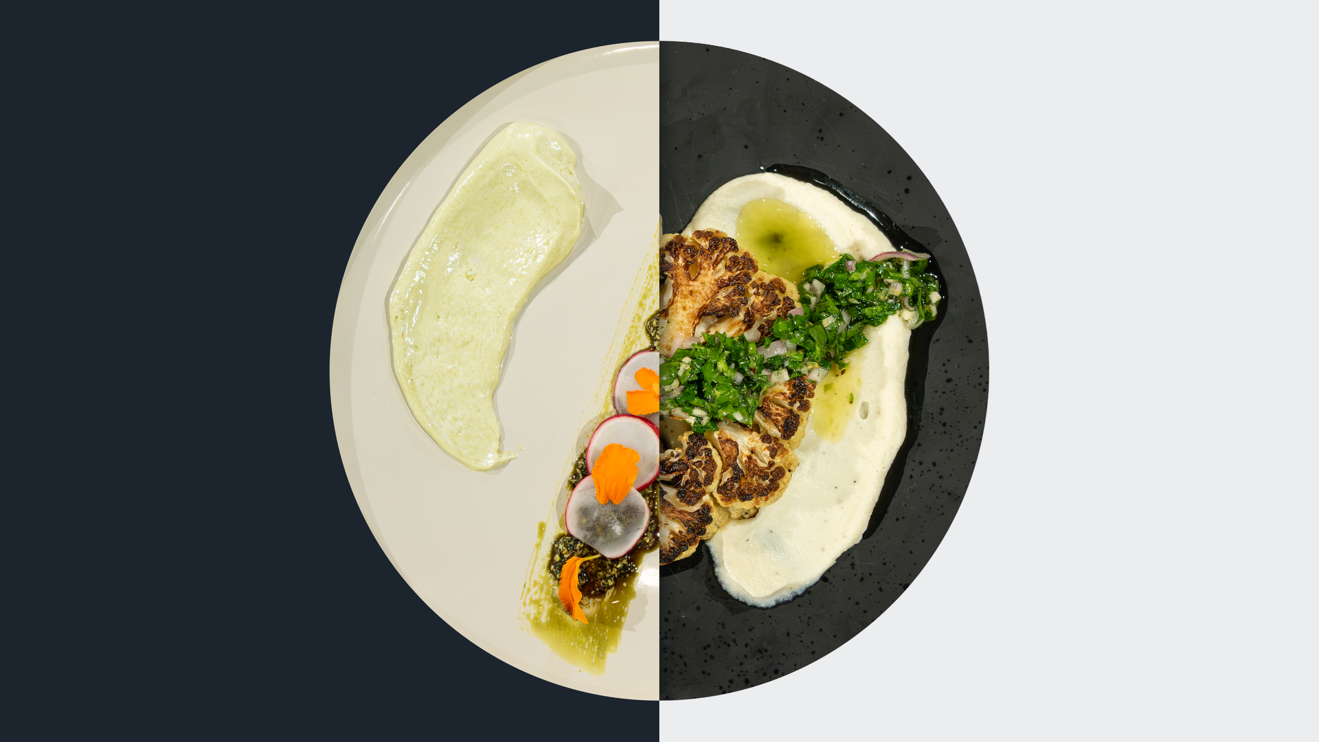 Kernöl-Creme vs. Gebratener Blumenkohl