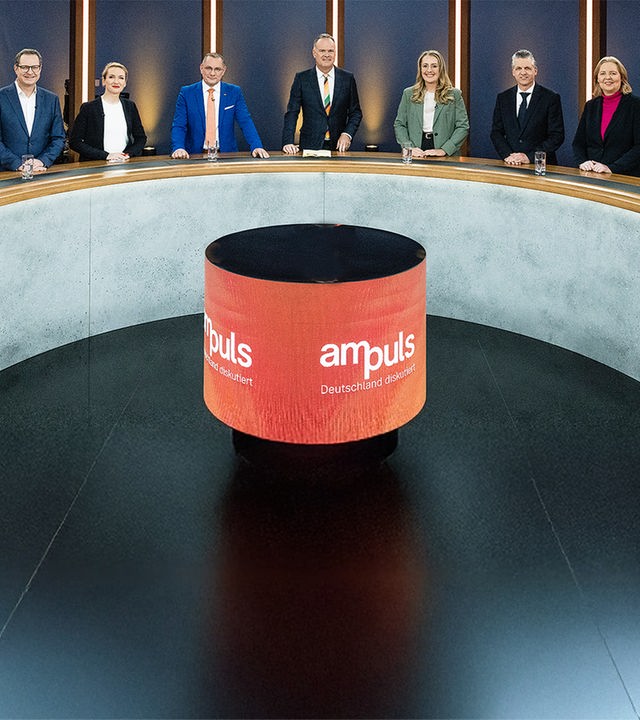 Martin Huber, Ines Schwerdtner, Tino Chrupalla, Christian Sievers, Katharina Dröge, Thorsten Frei, Bärbel Bas im Studio