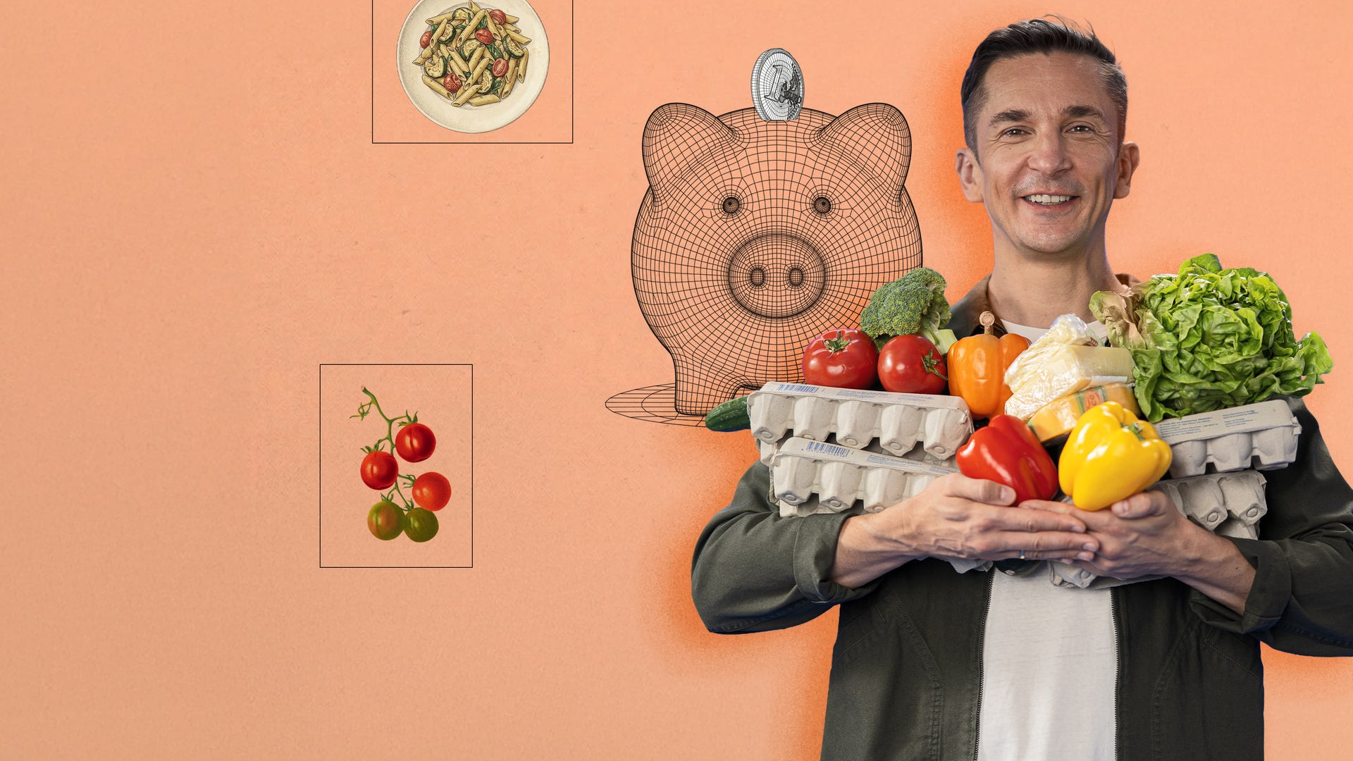 Erik Meyer hält Obst und Gemüse in der Hand 
