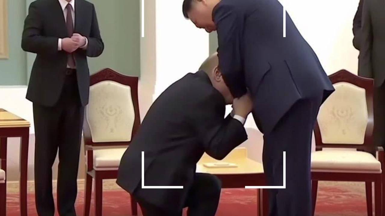 FAKE - Von einer KI erststelltes Bild Kniefall von Putin vor Xi