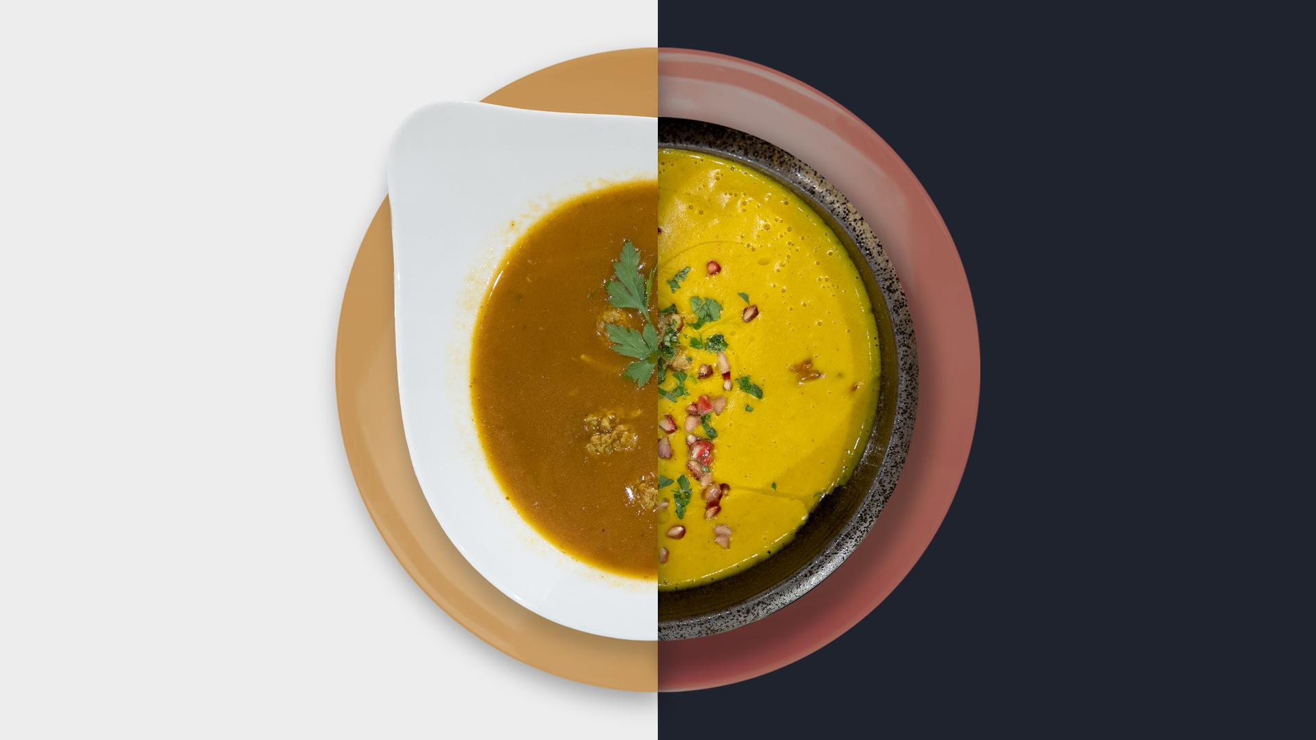 Marokkanische Kichererbsensuppe vs. Kürbis-Kokos-Suppe